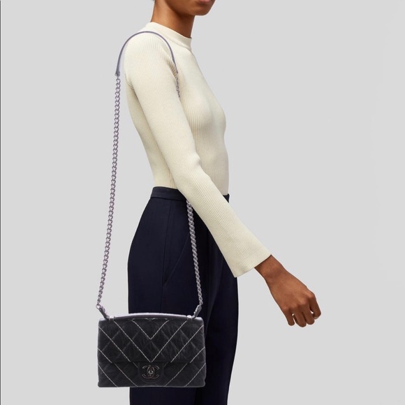 CHANEL Small Implicit Stitched Chevron Flap Bag - Picture 9 of 12